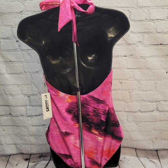 DKNY Women's Tie-Back Halter-Style One-Piece Swimsuit - Picture 5 of 7